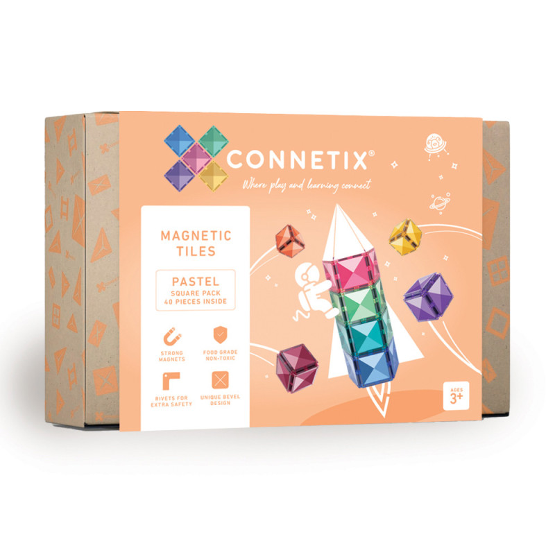 Magnetická stavebnica CONNETIX® Pastel Square Pack 40 ks